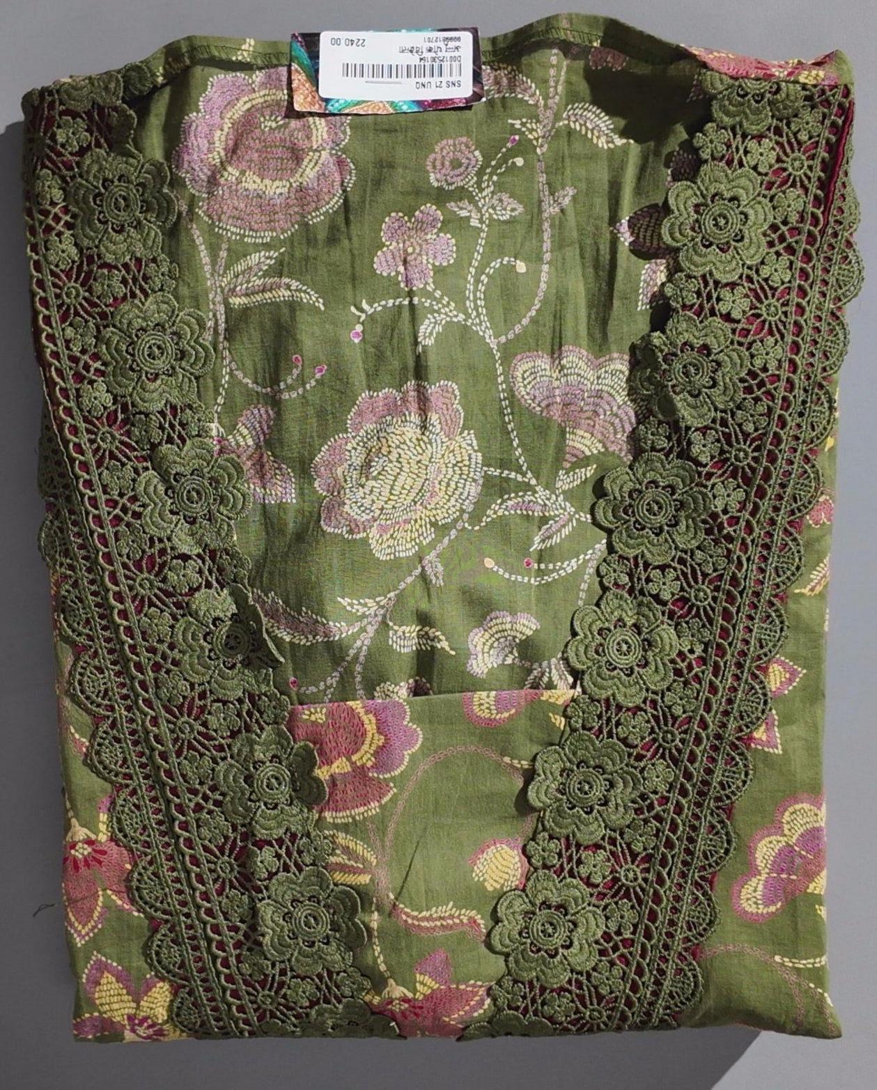 Enchanted Blossom Unstitched Suit: Vibrant Green Elegance