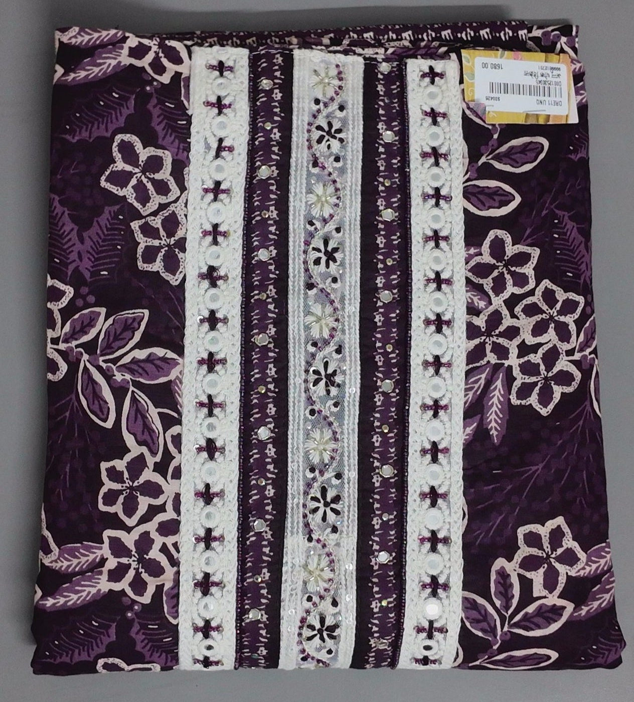 Lavender Bloom: Exquisite Embroidered Unstitched Suit
