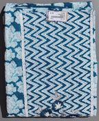 Azure Blossom Unstitched Suit: Artistry in Blue and White
