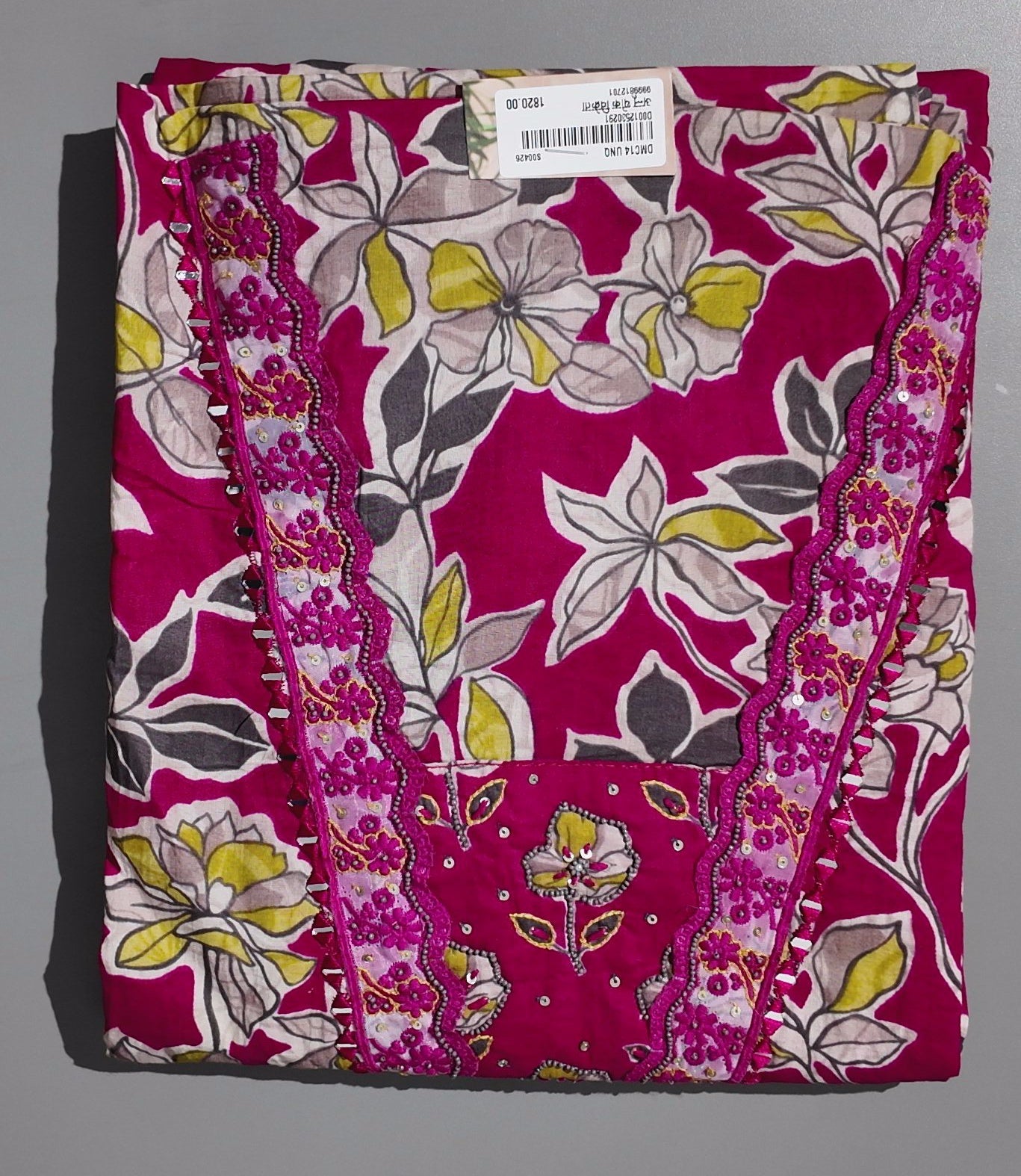 Vibrant Fuchsia Blossom Unstitched Suit Set