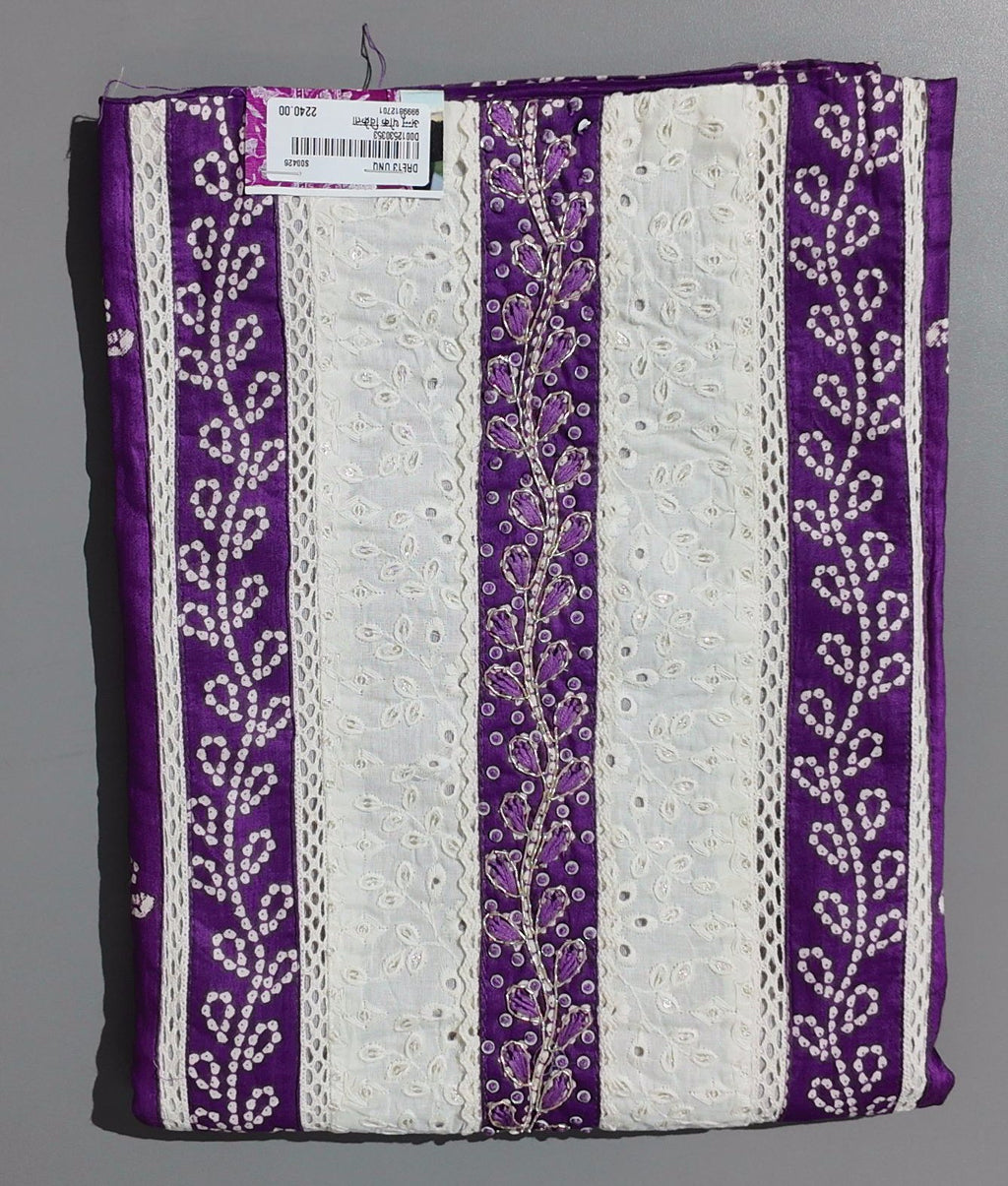 Majestic Violet & Ivory Unstitched Suit with Delicate Embroidery