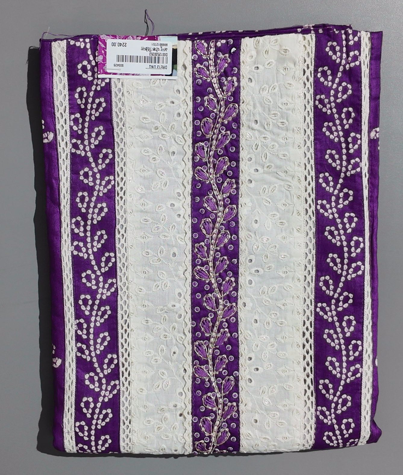 Majestic Violet & Ivory Unstitched Suit with Delicate Embroidery