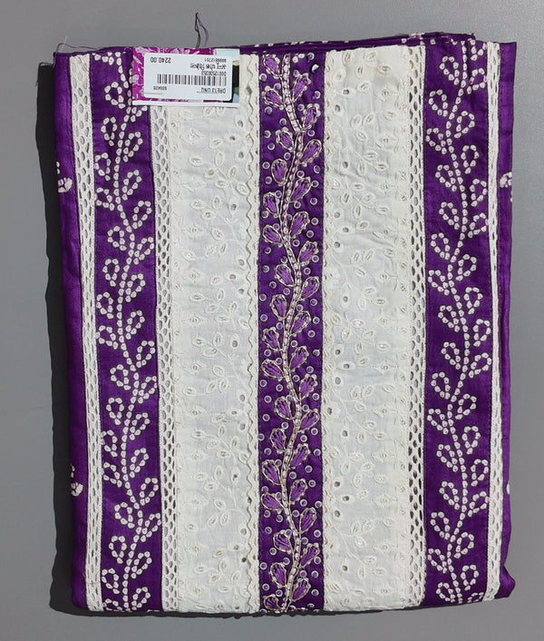 Majestic Violet & Ivory Unstitched Suit with Delicate Embroidery",
