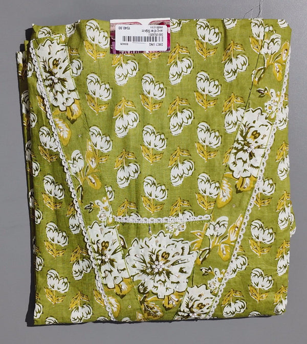 Charming Floral Delight Unstitched Suit in Vibrant Olive",