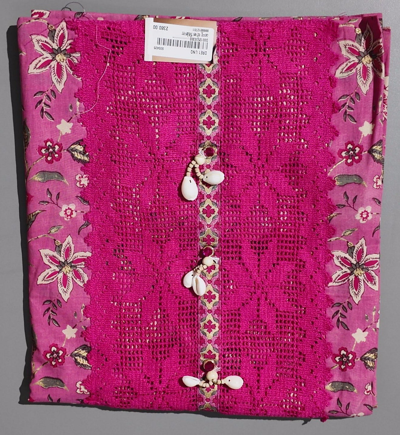 Radiant Magenta Unstitched Suit with Exquisite Lace and Beadwork