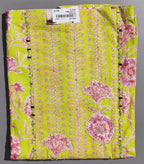 Floral Whimsy: Unstitched Vibrant Lime Suit Fabric