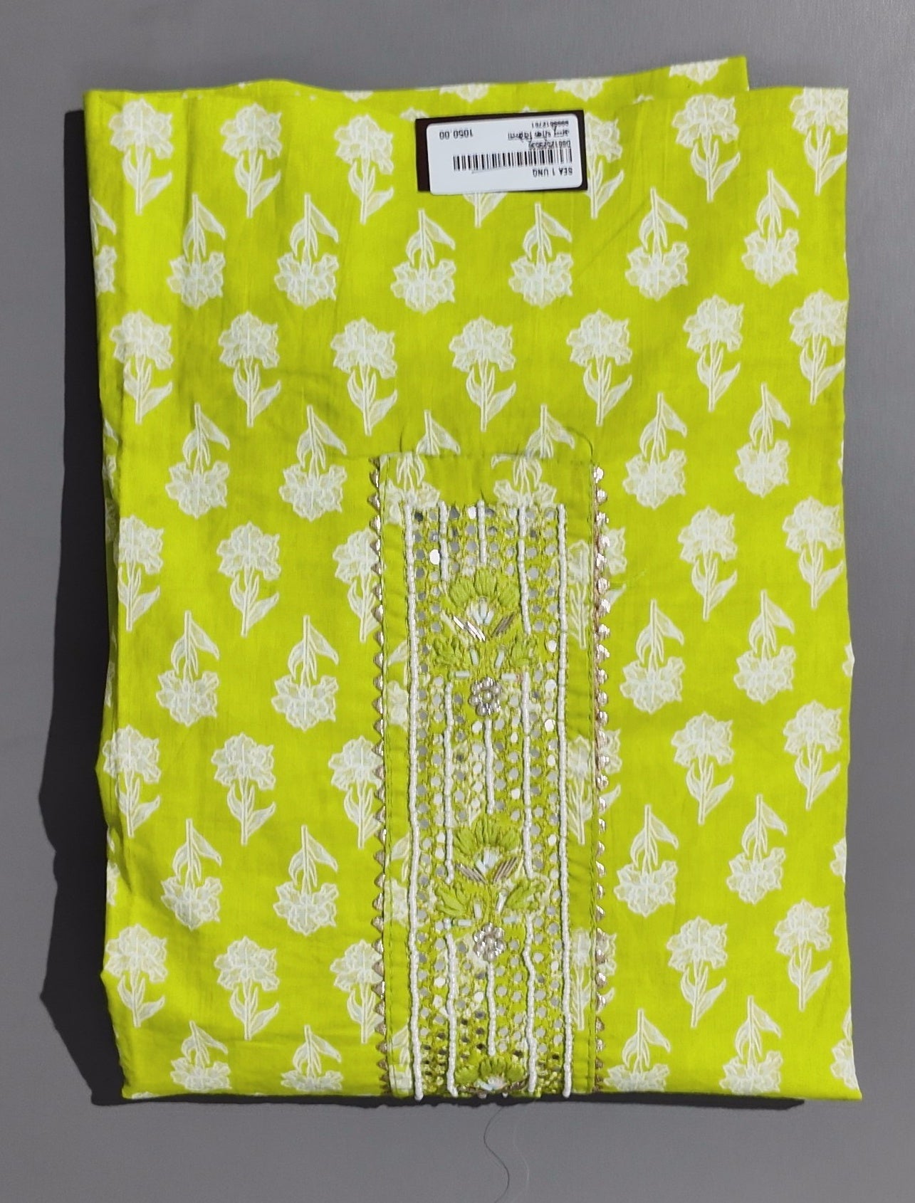 Vibrant Lime Blossom Unstitched Suit: Artisanal Craftsmanship
