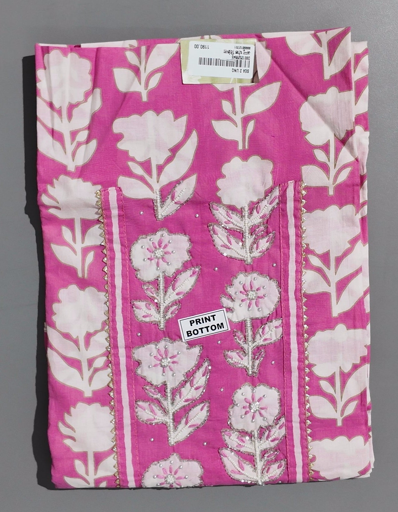 Lush Blossom Unstitched Suit in Vibrant Floral Pink