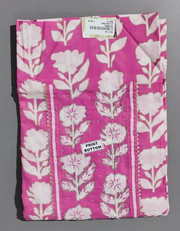 Lush Blossom Unstitched Suit in Vibrant Floral Pink",