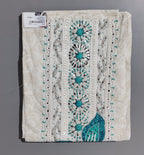 Chic Ivory & Turquoise Embroidered Unstitched Suit