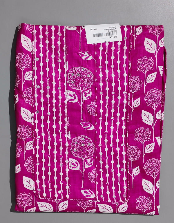 Blossom Symphony: Fuchsia Floral Unstitched Ensemble",