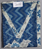 Azure Charm: Artistic Unstitched Suit with Embellished Highlights