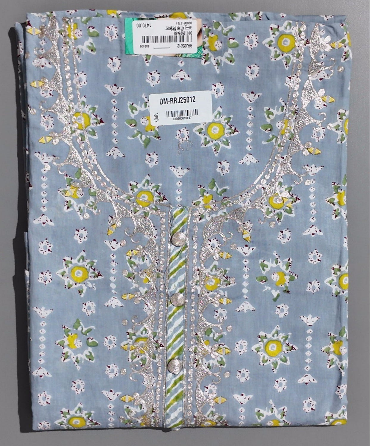 Serene Floral Unstitched Suit – Artisanal Elegance in Blue