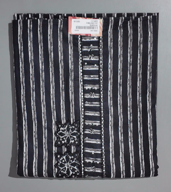 Midnight Stripes: Artisan Black & White Unstitched Suit",
