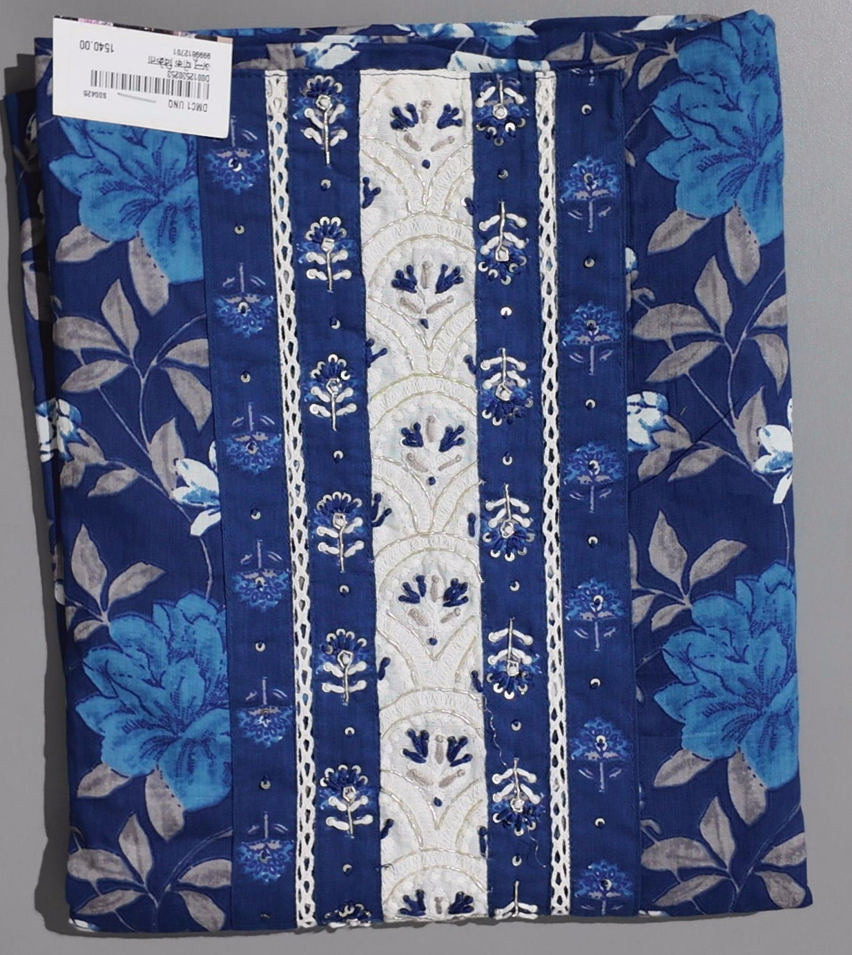 Azure Blossom Unstitched Suit: Craft Your Style