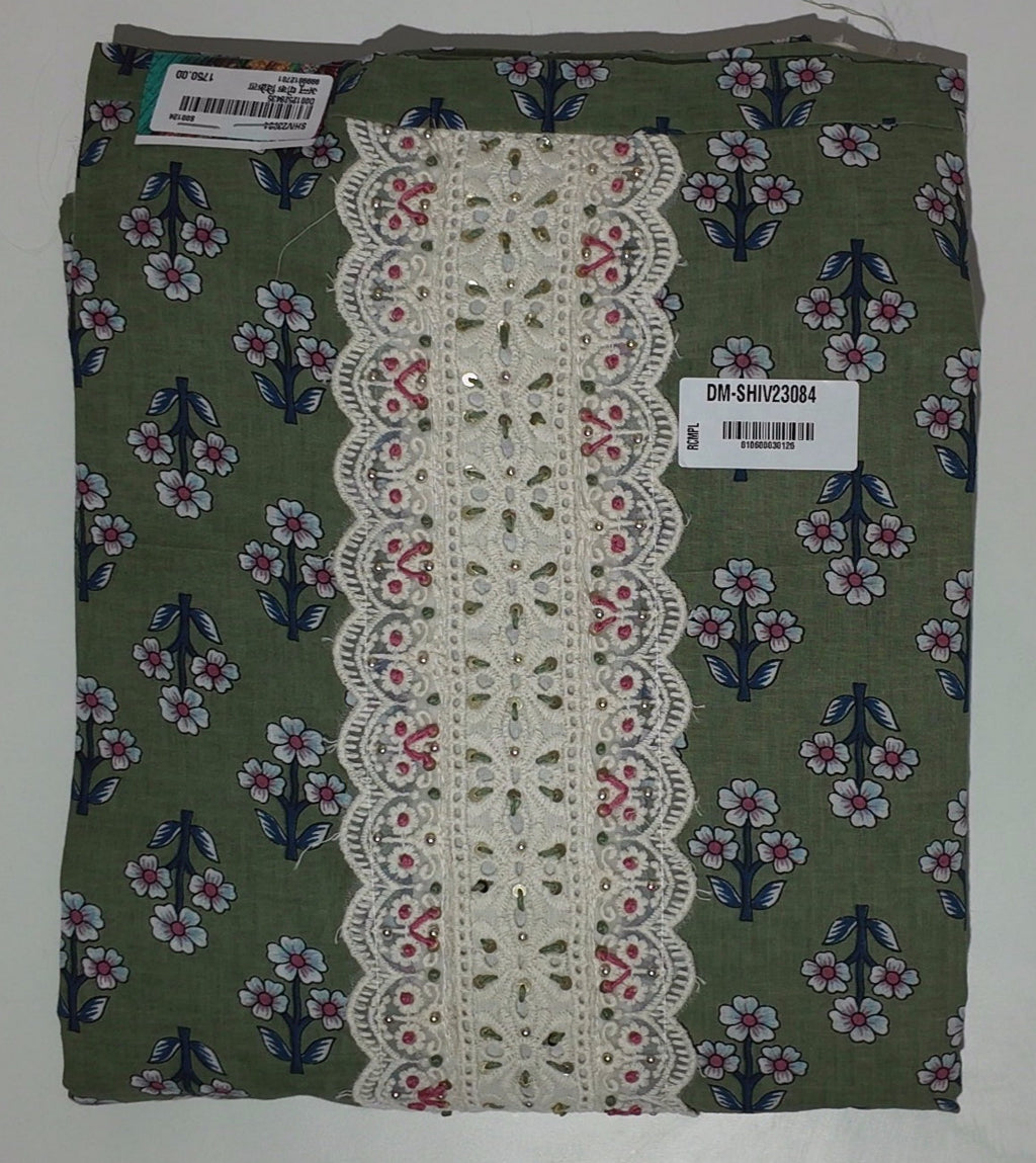 Floral Dreams: Unstitched Suit with Delicate Lace Detail