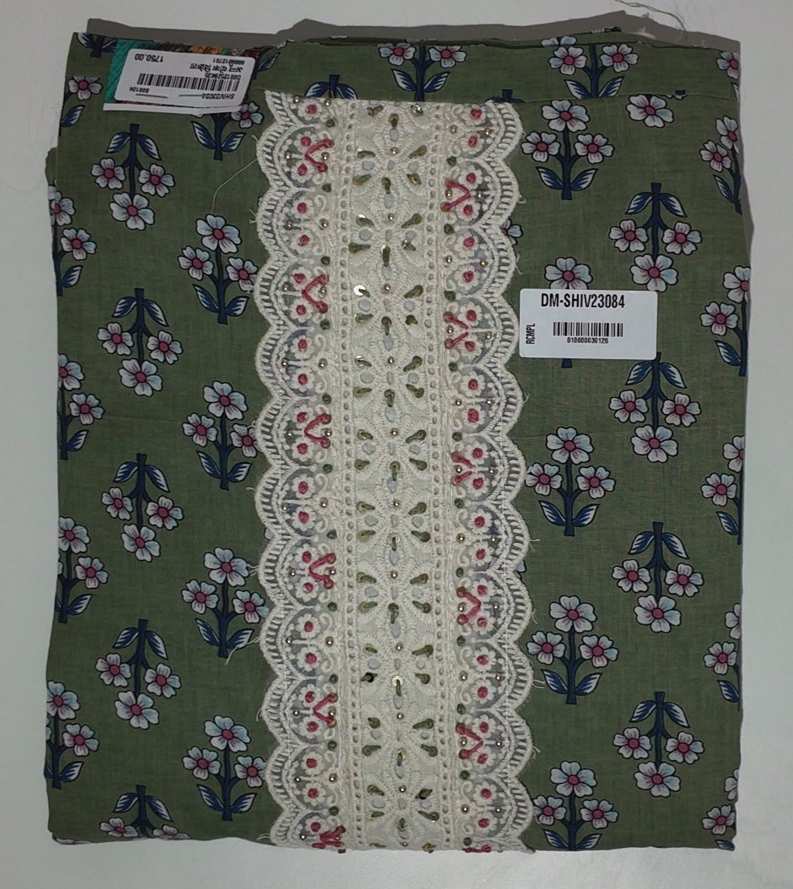 Floral Dreams: Unstitched Suit with Delicate Lace Detail