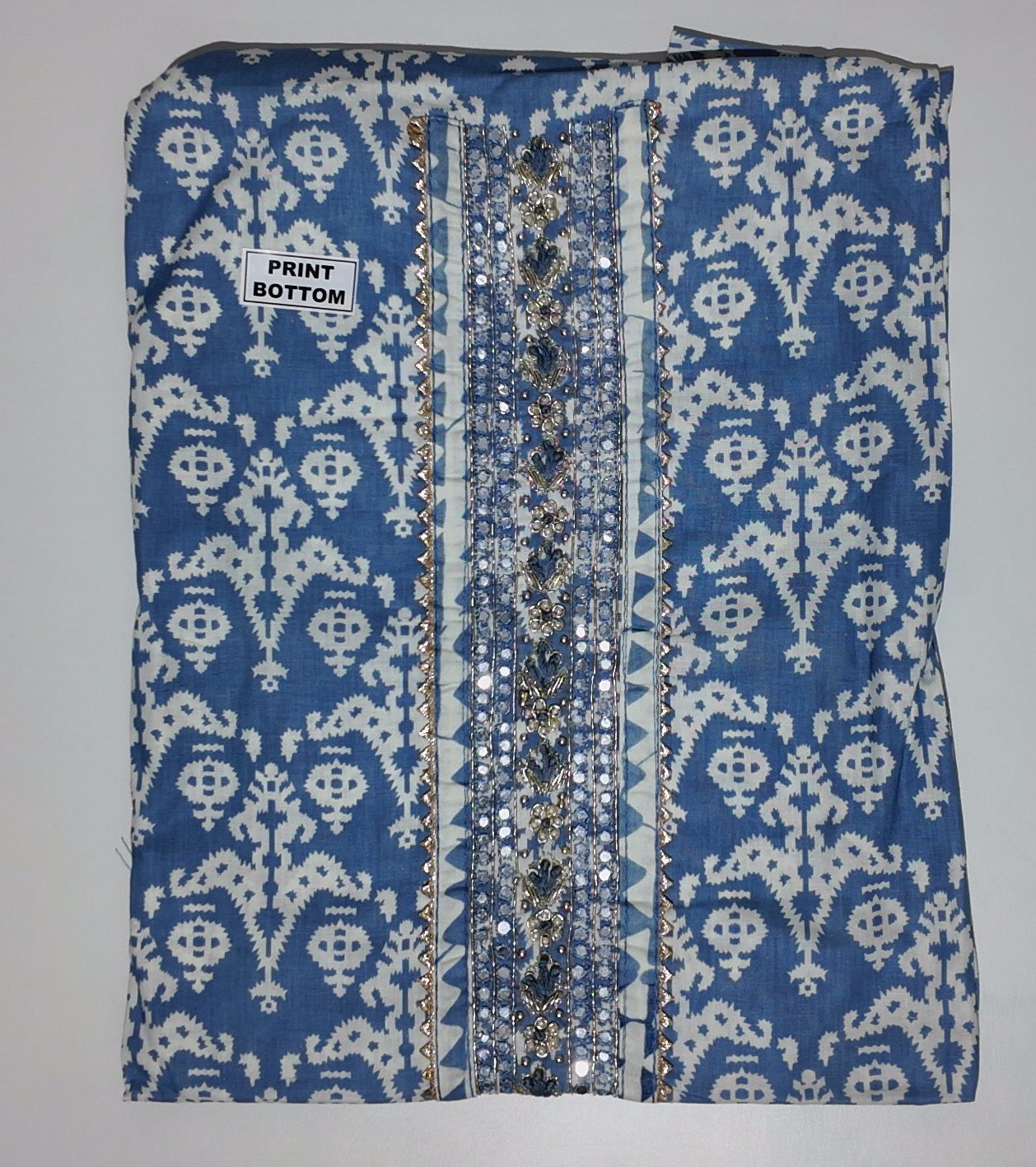 Artisanal Indigo Tapestry Unstitched Suit Fabric
