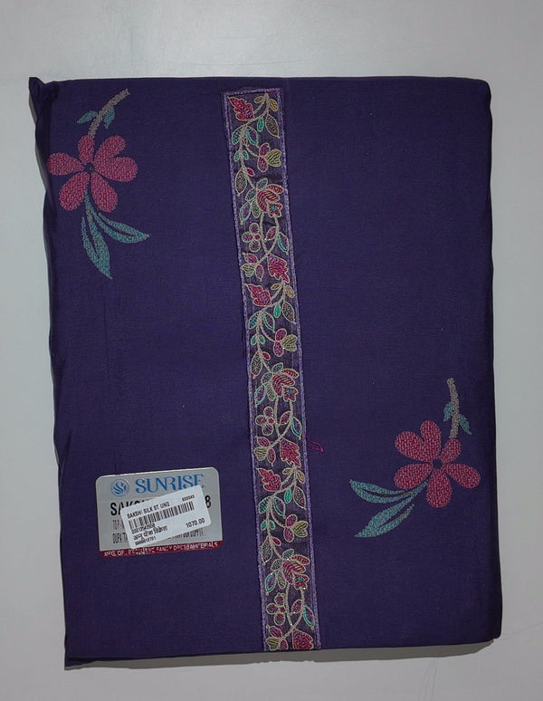 Exquisite Floral Magic Unstitched Suit - Deep Indigo Delight",