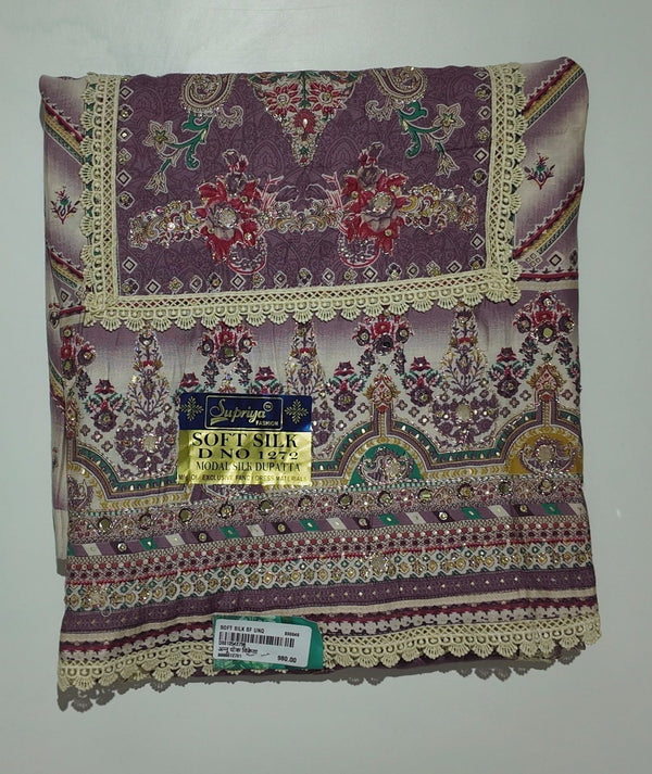 Opulent Paisley Paradise Unstitched Silk Suit - Festive Aura",
