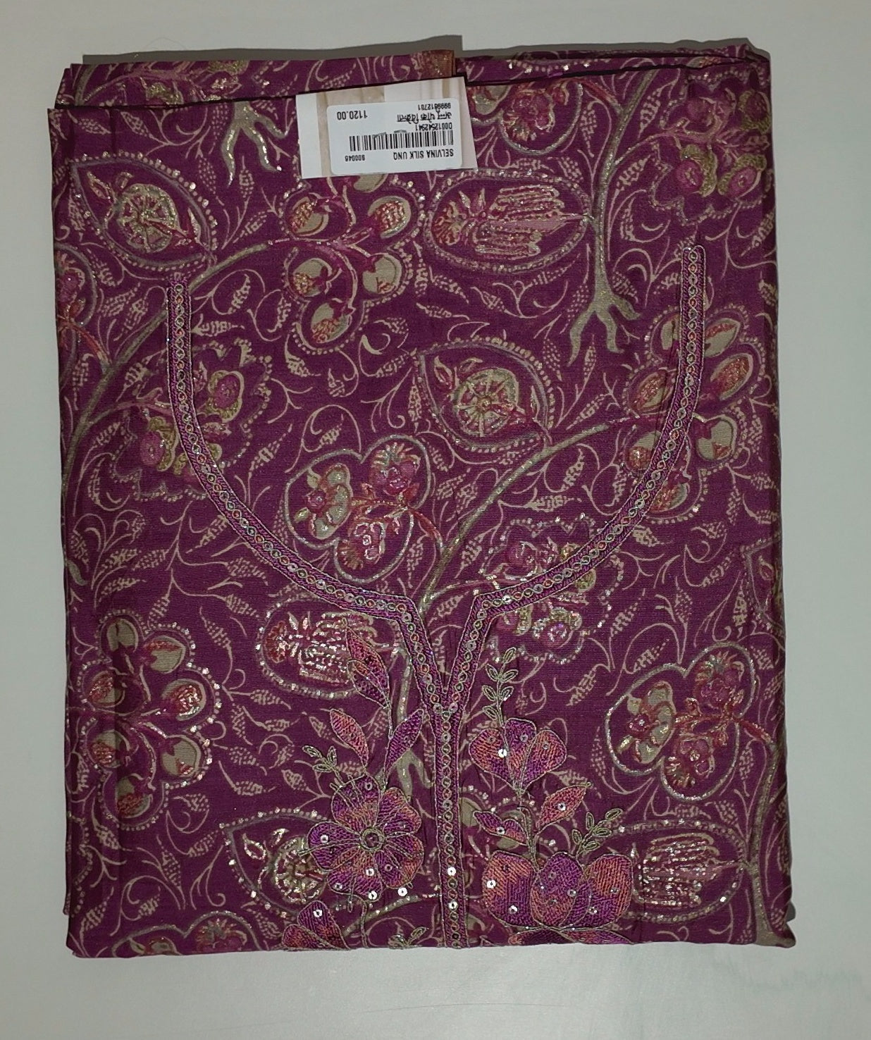 Mesmerizing Magenta: Artisan Embroidered Unstitched Suit