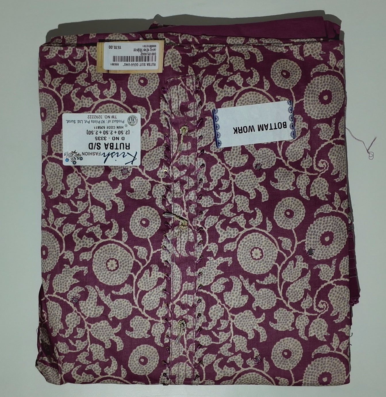 Artisan Crafted Floral Unstitched Suit in Rich Maroon