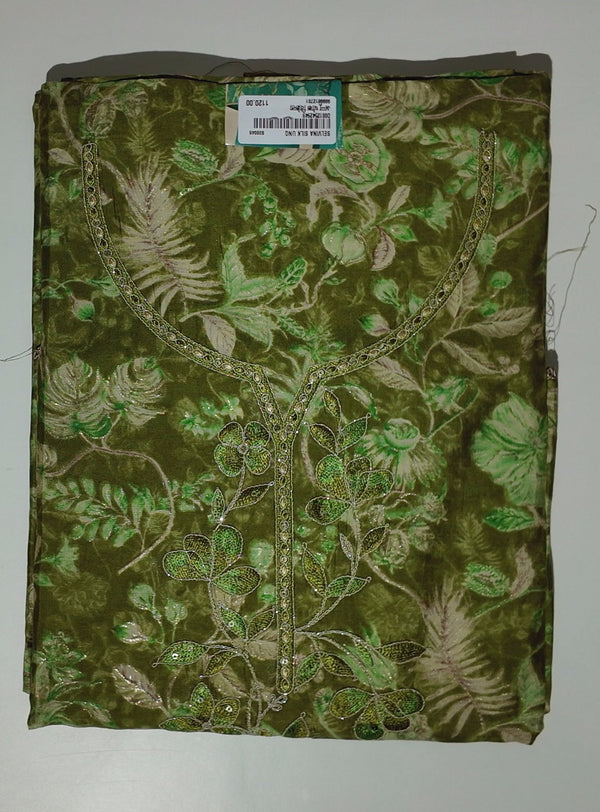 Verdant Charm: Premium Flora Unstitched Suit",
