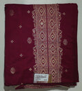Rich Maroon Unstitched Suit with Intricate Ethnic Patterns