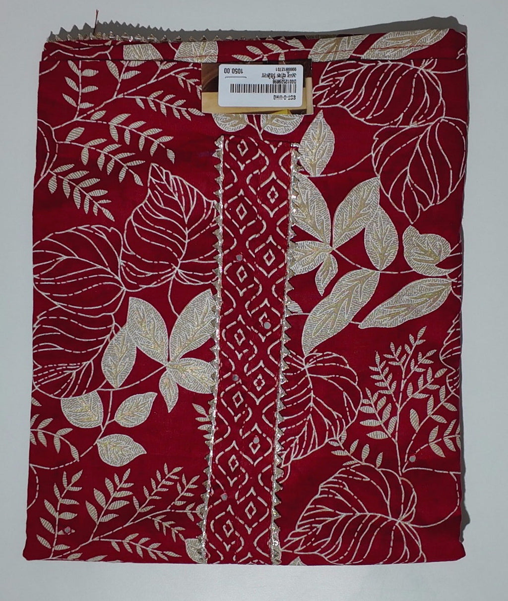 Vibrant Crimson Leaves Unstitched Suit - Artistry in Fabric