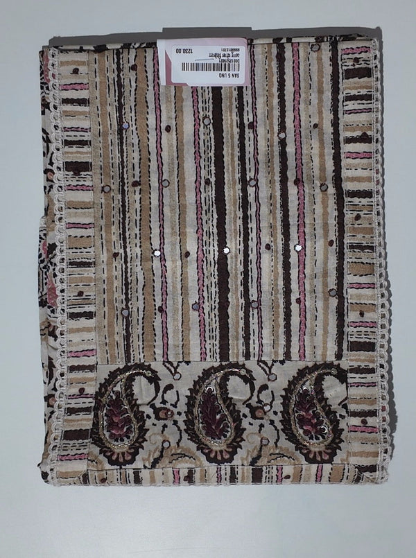 Artisan-Embroidered Paisley Elegance Unstitched Suit",