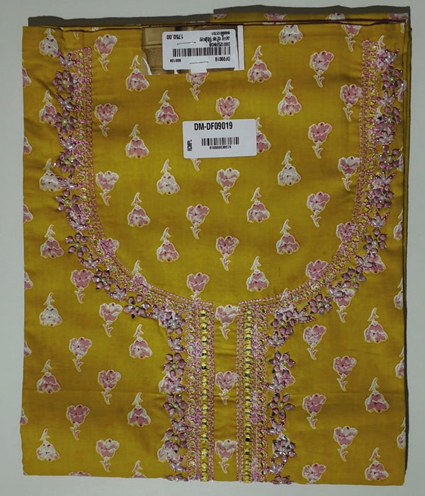 Graceful Blossom Unstitched Suit in Sunlit Mustard",