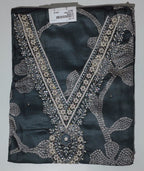 Midnight Blossom: Luxurious Unstitched Suit with Intricate Embroidery