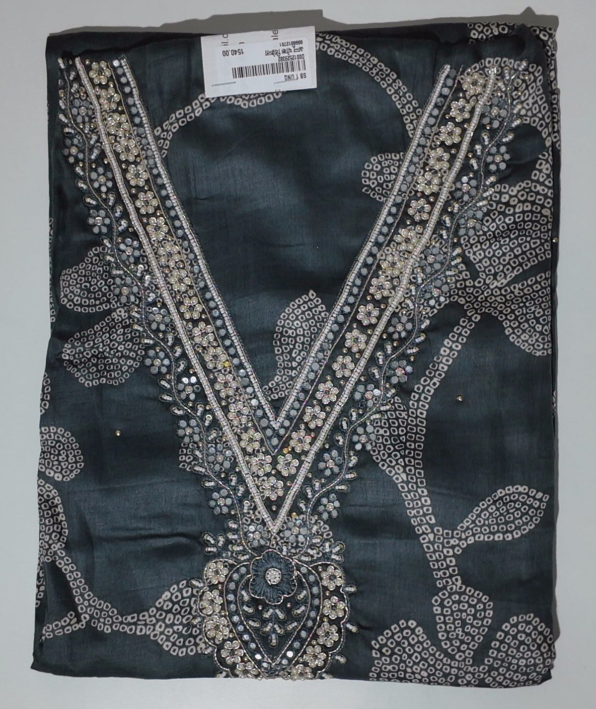 Midnight Blossom: Luxurious Unstitched Suit with Intricate Embroidery