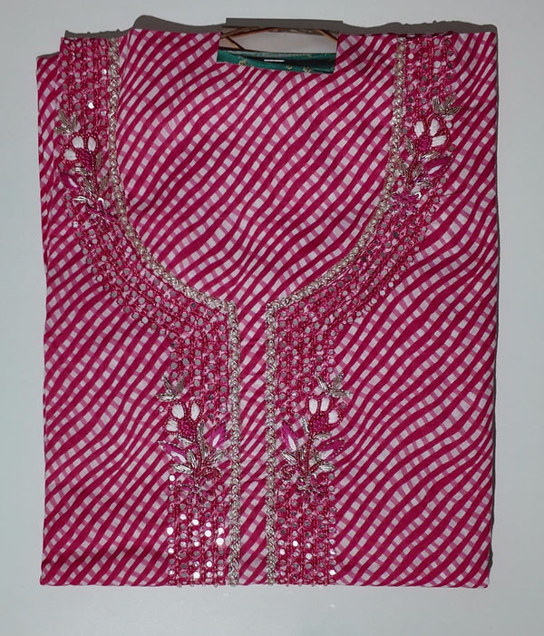 Vibrant Fuchsia Gleam: Embroidered Unstitched Suit Bliss",