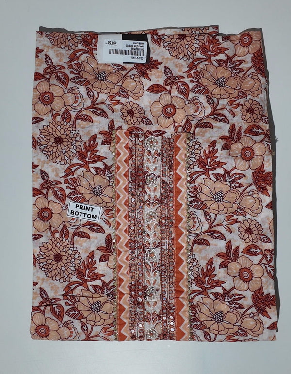 Floral Symphony: Unstitched Suit with Playful Patterns",