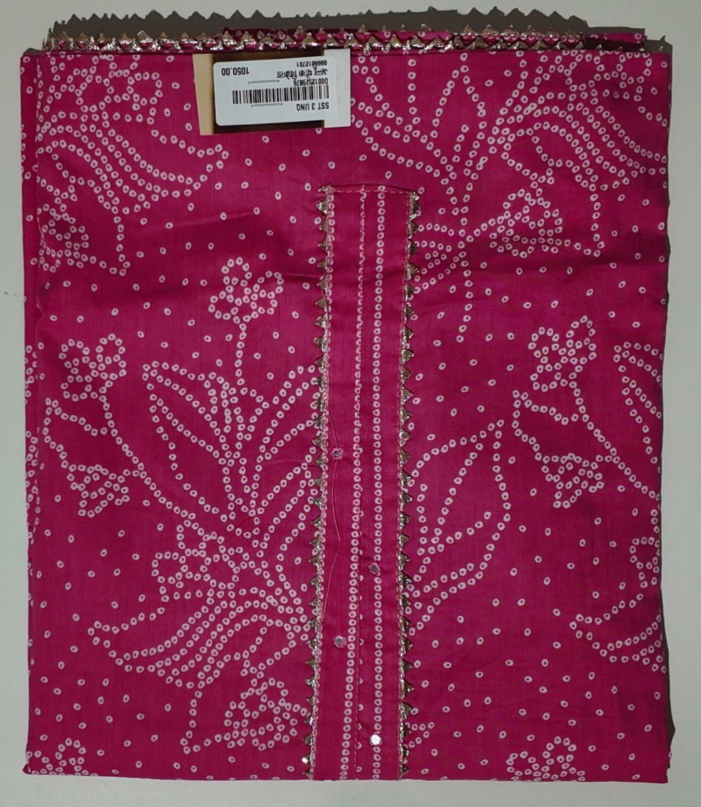 Radiant Fuchsia Bandhani Unstitched Suit – Effortless Charm Awaits
