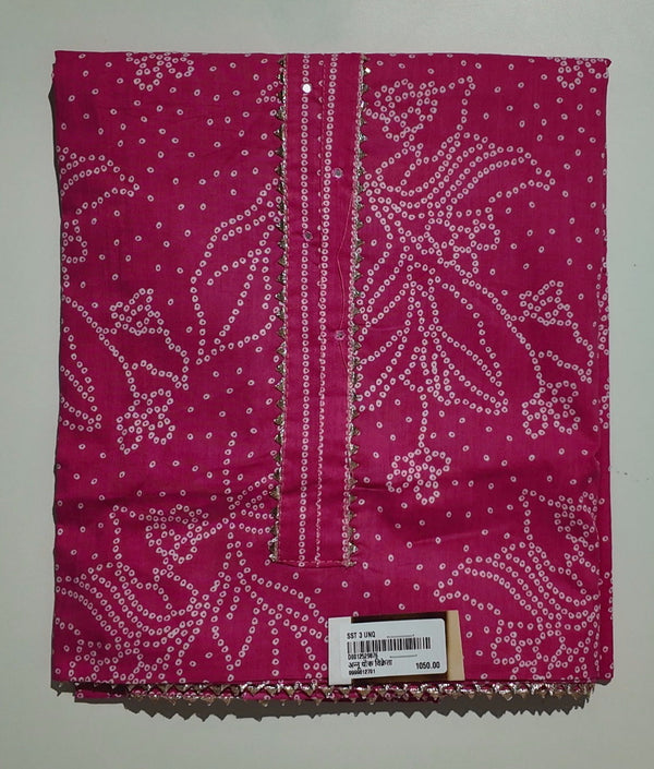 Radiant Fuchsia Bandhani Unstitched Suit – Effortless Charm Awaits",