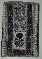 Timeless Black & White Botanical Unstitched Suit Fabric