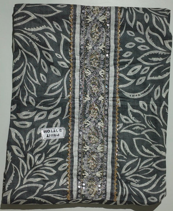 Mystical Vines Unstitched Suit – Embroidered Charcoal Elegance",