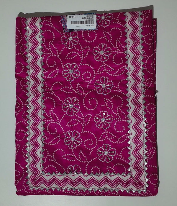 Vibrant Fuchsia Unstitched Suit with Intricate Embroidery",