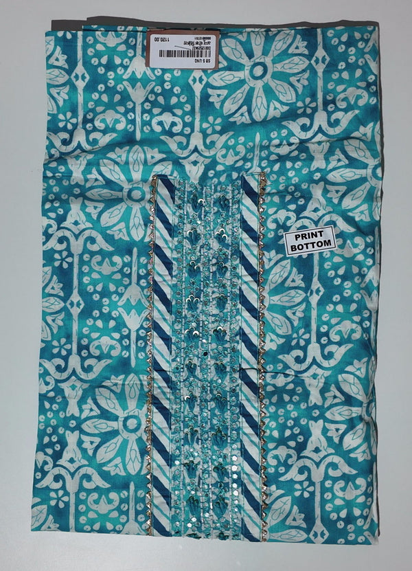 Timeless Azure Delight: Handcrafted Unstitched Perfection",