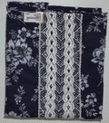 Floral Nightfall: Unstitched Suit with Intricate Lace Detail