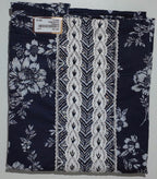 Floral Nightfall: Unstitched Suit with Intricate Lace Detail