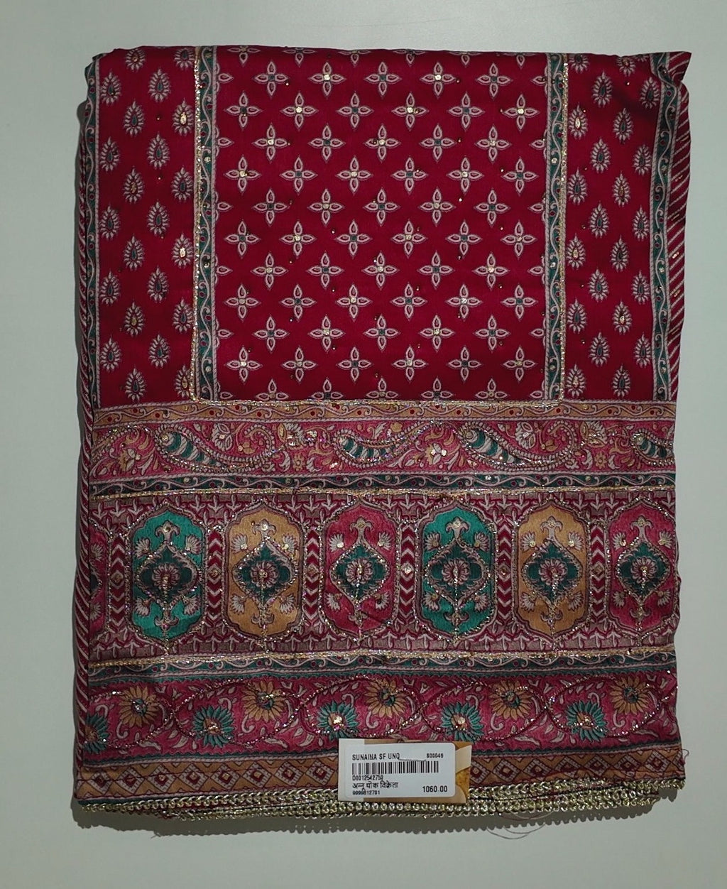 Festive Maroon & Teal Unstitched Suit – Embrace Traditional Flair",