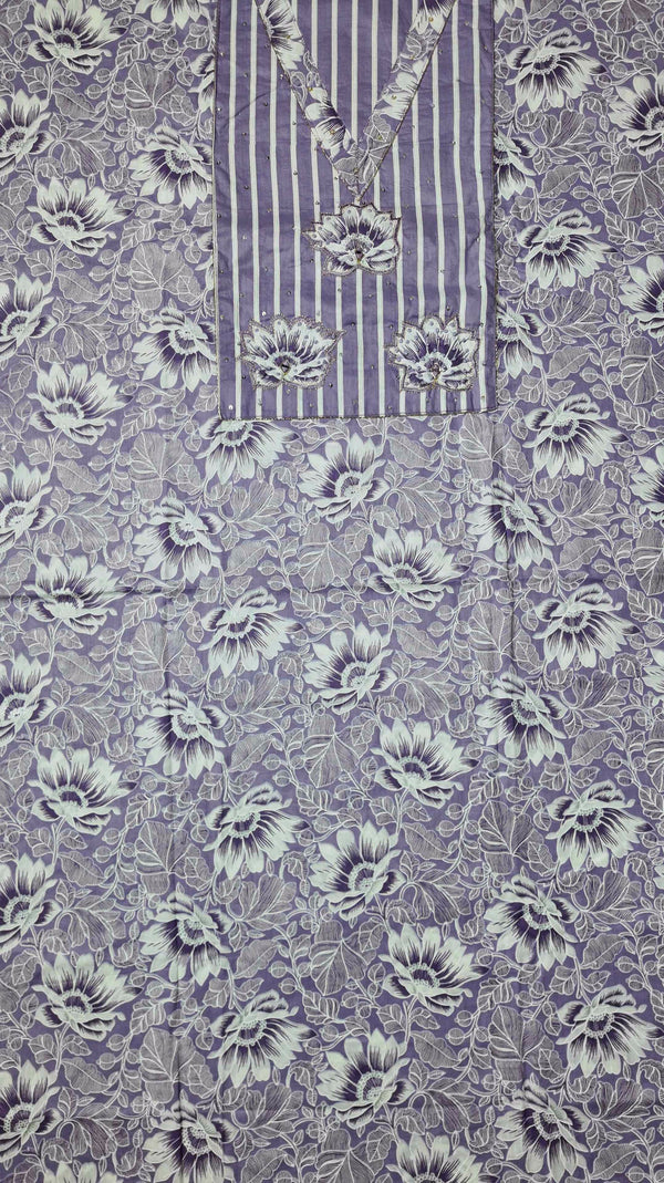 Lavender Blossom Unstitched Suit: Embrace Floral Elegance",