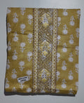 Golden Blossom: Artisan Crafted Unstitched Suit Fabric
