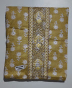 Golden Blossom: Artisan Crafted Unstitched Suit Fabric