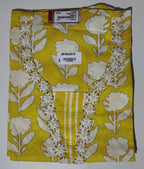 Vibrant Floral Yellow Unstitched Suit with Artistic Embroidery