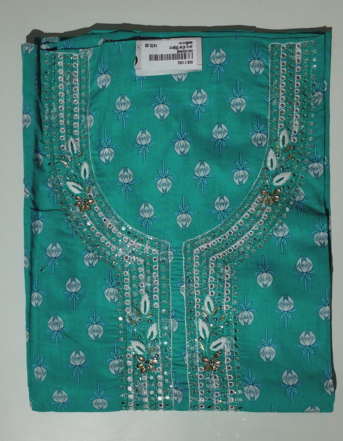 Oceanic Bliss Unstitched Suit: Perfect for Festive Gatherings",