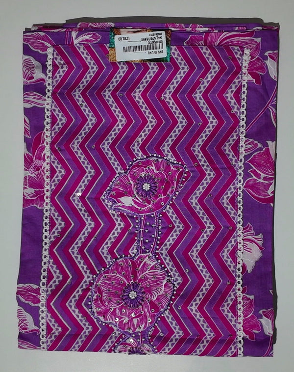 Vibrant Chevron & Floral Bliss Unstitched Suit",